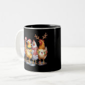 Funny Chicken Christmas Lights Boerderij Animal Xm Tweekleurige Koffiemok (Voorkant links)