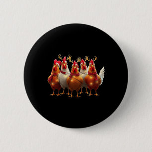 Funny Chicken Christmas Lights Boerderij Leuk Dier Ronde Button 5,7 Cm