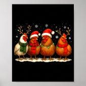Funny Chicken Christmas Lights Farm Animal Cute Xm Poster (Voorkant)