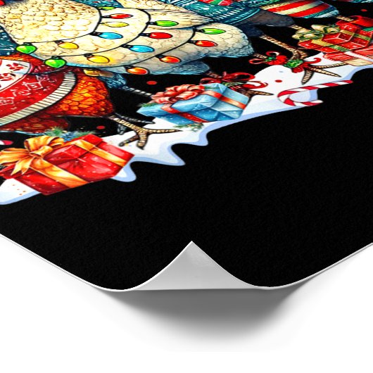 Funny Chicken Christmas Lights Farm Animal Cute Xm Poster (Hoek)