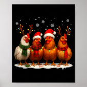 Funny Chicken Christmas Lights Farm Animal Cute Xm Poster (Voorkant)