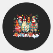 Funny Chicken Christmas Lights Farm Animal Cute Xm Ronde Sticker (Voorkant)
