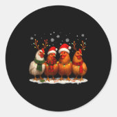 Funny Chicken Christmas Lights Farm Animal Cute Xm Ronde Sticker (Voorkant)