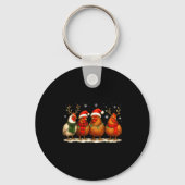 Funny Chicken Christmas Lights Farm Animal Cute Xm Sleutelhanger (Voorkant)