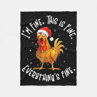 Funny Chicken Christmas Lights I'm Fine This Is Fi Fleece Deken