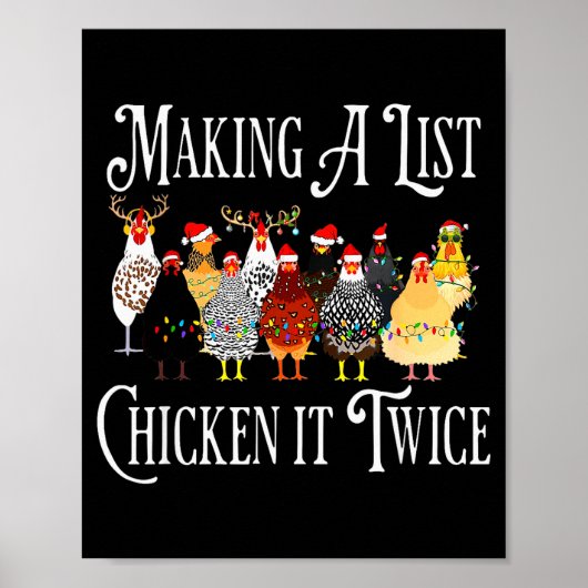 Funny Chicken Christmas, Making A List Chicken It Poster (Voorkant)