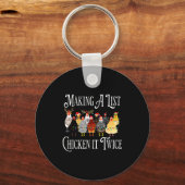 Funny Chicken Christmas, Making A List Chicken It  Sleutelhanger (Voorkant)