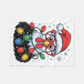 Funny Chicken Christmas Tree Lights Santa Hat Xmas Fleece Deken (Voorkant (Horizontaal))