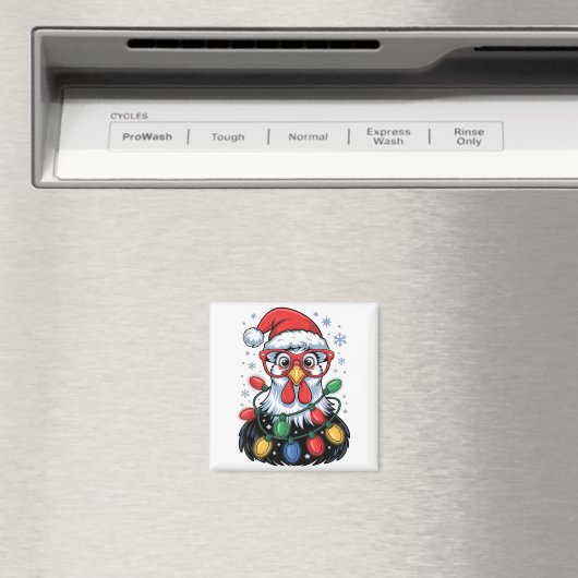 Funny Chicken Christmas Tree Lights Santa Hat Xmas Magneet (Insitu (Vaatwasser))