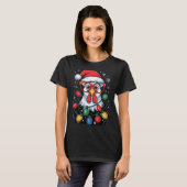 Funny Chicken Christmas Tree Lights Santa Hat Xmas T-shirt (Voorkant volledig)