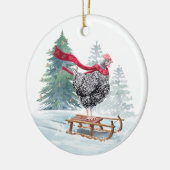 Funny Chicken Christmas Tree Ornament Sledding Kip (Links)