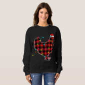 Funny Chicken Christmas Tree Red Plaid Xmas Animal Trui (Voorkant volledig)