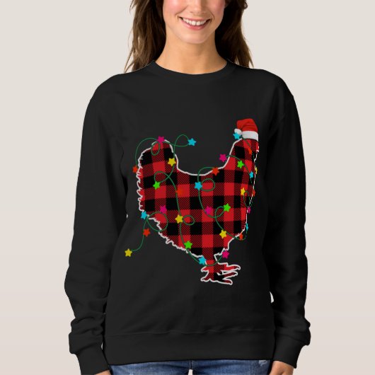 Funny Chicken Christmas Tree Red Plaid Xmas Animal Trui (Voorkant)