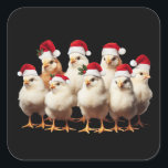 Funny Chicken Christmas, Xmas Dierenvriend cadeau Vierkante Sticker<br><div class="desc">Kerstdieren,  Kerstmis boerderij,  boerderijdieren,  Kerstmis shirt,  Kerstmis sweatshirt,  kippenkerst,  koe kerst,  boer kerst,  vakantie dieren,  boerderijdieren shirt,  kerstcadeau,  dierenvriend cadeau,  grappige kerst,  kippenliefhebber cadeau, </div>