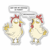 FUNNY CHICKEN CONVERSATION STICKER (Voorkant)