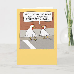 Funny Chicken Crossing Road Happy Birthday Kaart