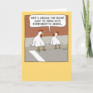 Funny Chicken Crossing Road Happy Birthday Kaart