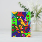 Funny Chicken die de Guitar Modern Art Origin spee Briefkaart (Staand voorkant)