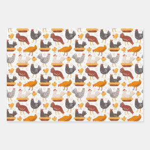 Funny Chicken Easter Egg Pattern, Mannen Women Kin Inpakpapier Vel