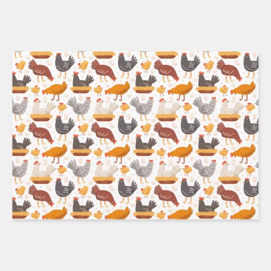 Funny Chicken Easter Egg Pattern, Mannen Women Kin Inpakpapier Vel (Voorkant)