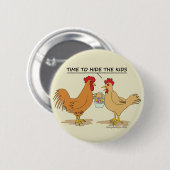 Funny Chicken Easter Hunt Cartoon Beige Ronde Button 5,7 Cm (Voorkant /achterkant)