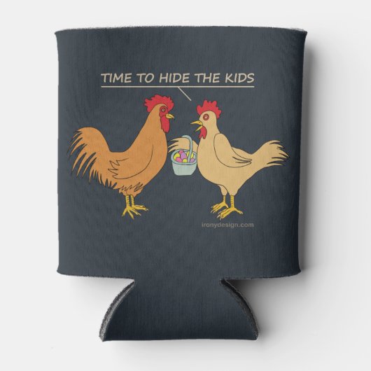 Funny Chicken Easter Hunt Cartoon Blue Blikjeskoeler (Voorkant)