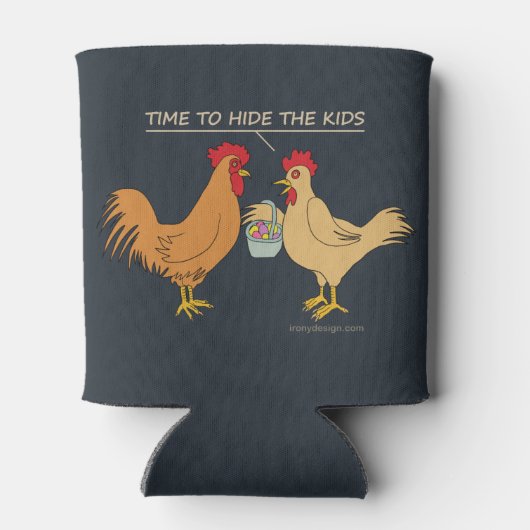 Funny Chicken Easter Hunt Cartoon Blue Blikjeskoeler (Achterkant)