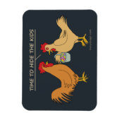 Funny Chicken Easter Hunt Cartoon Blue Magneet (Verticaal)