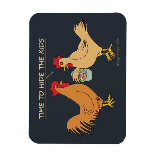 Funny Chicken Easter Hunt Cartoon Blue Magneet (Verticaal)