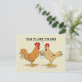 Funny Chicken Easter Hunt Cartoon Briefkaart (Staand voorkant)