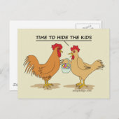 Funny Chicken Easter Hunt Cartoon Briefkaart (Voorkant / Achterkant)