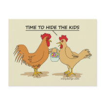 Funny Chicken Easter Hunt Cartoon