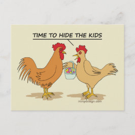 Funny Chicken Easter Hunt Cartoon Briefkaart