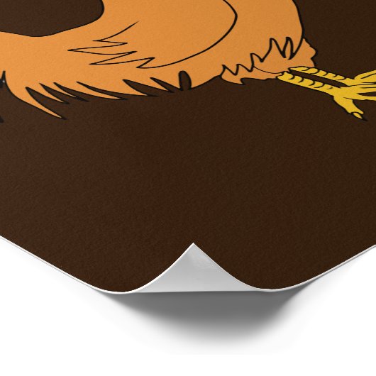 Funny Chicken Easter Hunt Cartoon Brown Poster (Hoek)