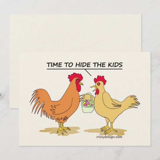 Funny Chicken Easter Hunt Cartoon Comic (Voorkant / Achterkant)