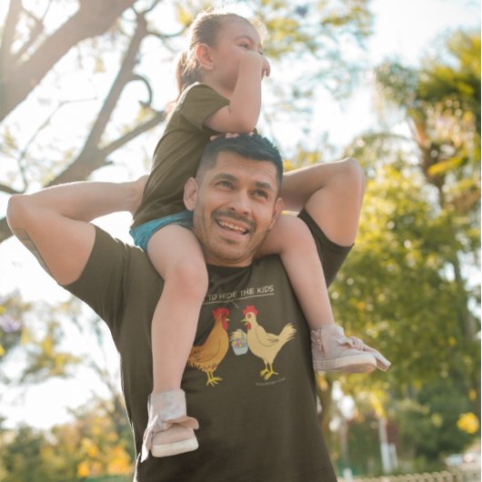 Funny Chicken Easter Hunt Cartoon Donker T-shirt