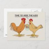 Funny Chicken Easter Hunt Cartoon Graphic Briefkaart (Voorkant / Achterkant)