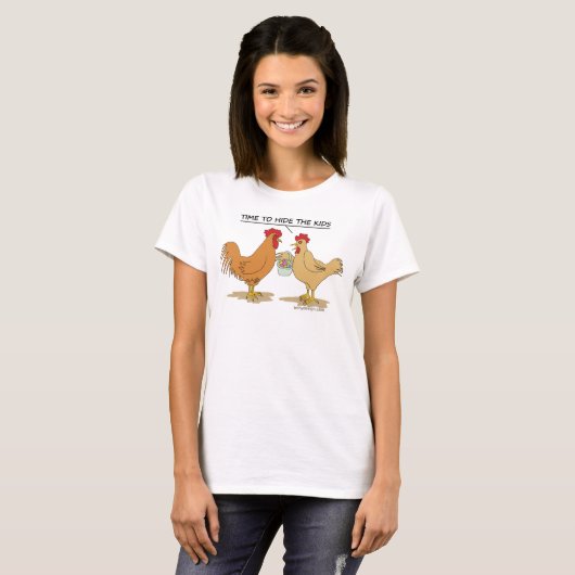 Funny Chicken Easter Hunt Cartoon Light T-shirt (Voorkant volledig)