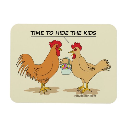 Funny Chicken Easter Hunt Cartoon Magneet (Horizontaal)