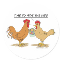 Funny Chicken Easter Hunt Cartoon