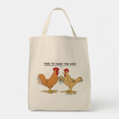 Funny Chicken Easter Hunt Grocery Tote Bag (Achterkant)
