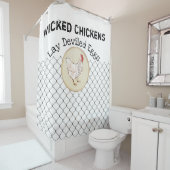 Funny Chicken Egg Novelty Rustic Shabby Farmhouse Douchegordijn (In situ)