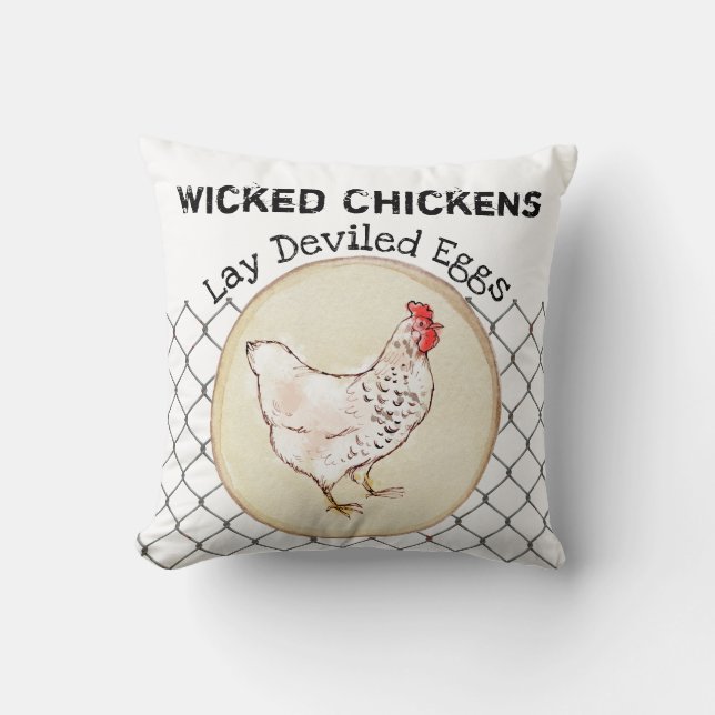Funny Chicken Egg Novelty Rustic Shabby Farmhouse Kussen (Voorkant)
