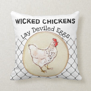 Funny Chicken Egg Novelty Rustic Shabby Farmhouse Kussen