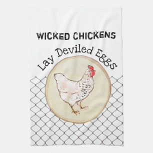 Funny Chicken Egg Novelty Rustic Shabby Farmhouse Theedoek