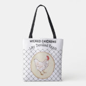 Funny Chicken Egg Novelty Rustic Shabby Farmhouse Tote Bag (Achterkant)