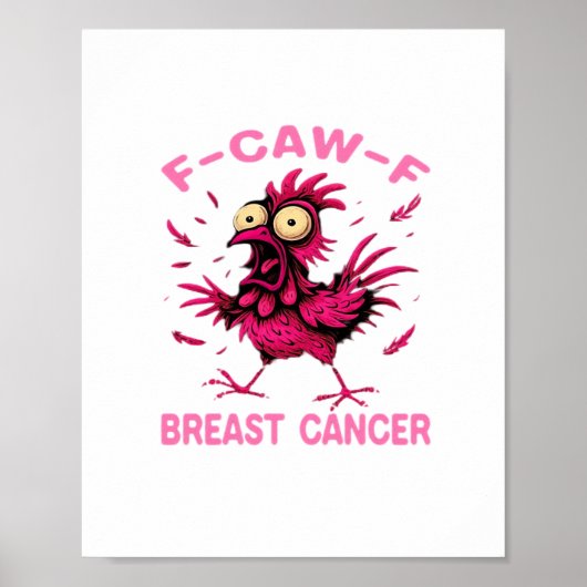 Funny Chicken F-Caw-F Borstkanker Bewustzijn Vint Poster (Voorkant)