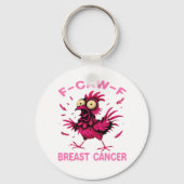 Funny Chicken F-Caw-F Breast Cancer Awareness Vint Sleutelhanger (Voorkant)