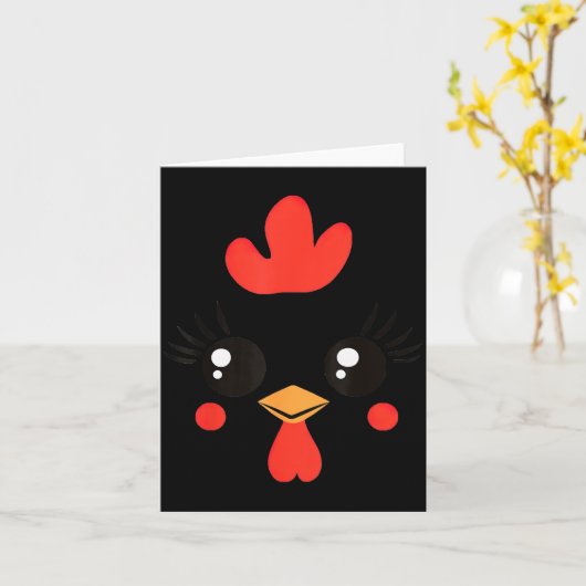 Funny Chicken Face Halloween  Kaart (Gele Bloem)