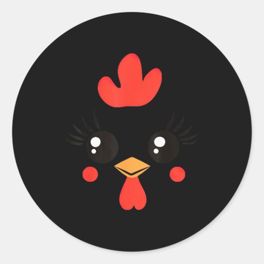 Funny Chicken Face Halloween Ronde Sticker (Voorkant)